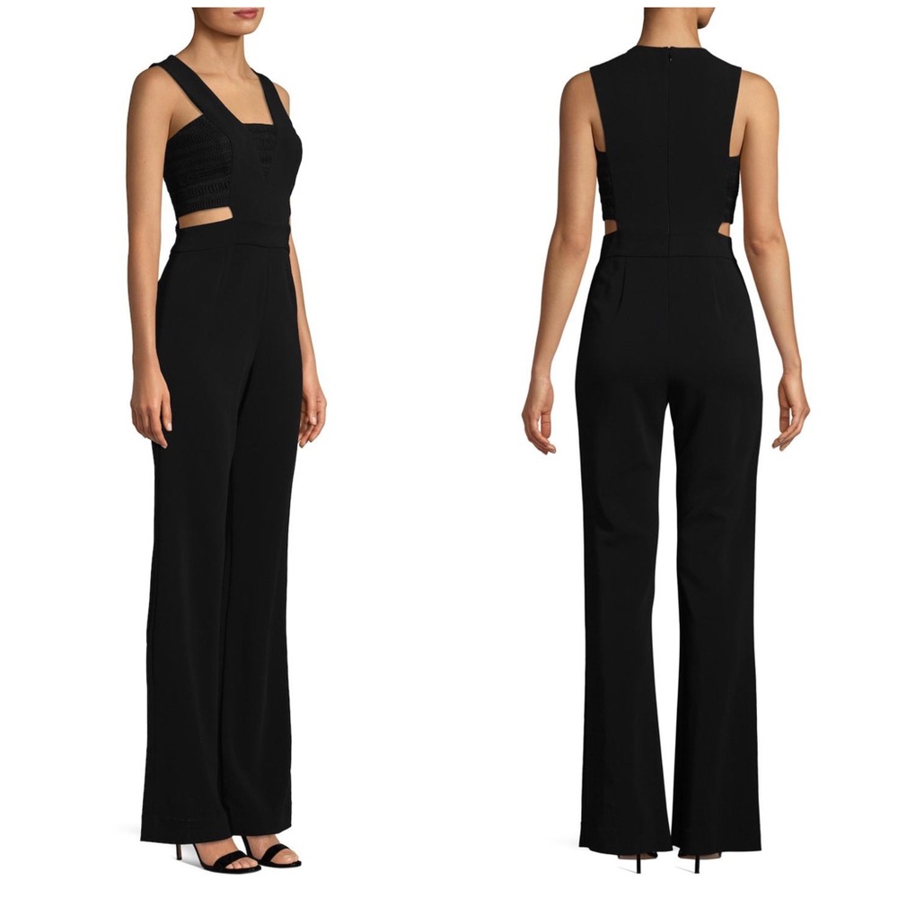 Ramy Brook Black Amanda Cutout Wide Leg Jumpsuit 0